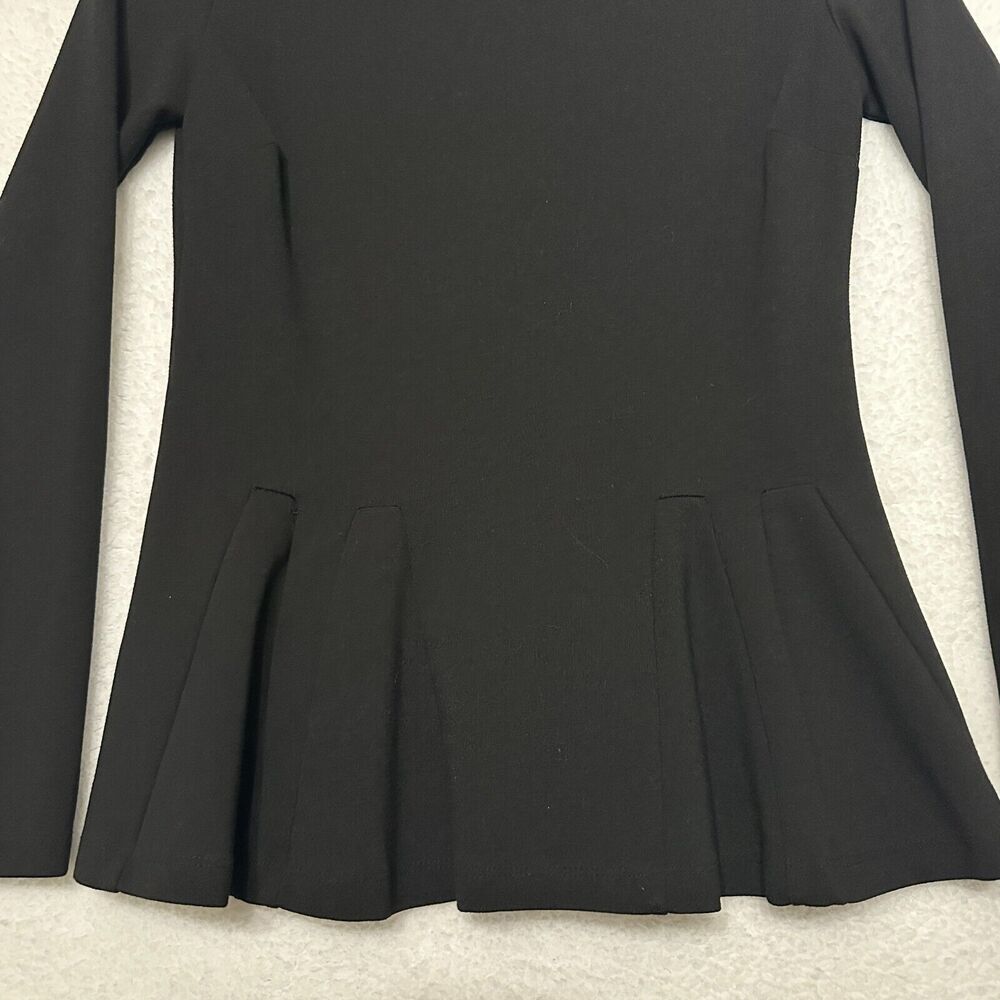 Carmen Marc Valvo Womens Black Peplum Top Size S Preppy Office Casual Minimalism - Picture 7 of 9